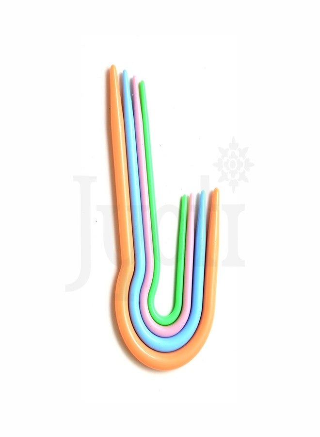 Jyoti U-Shaped Cable Needle - Plastic (4 Pieces in a Pouch) Twist Curved Crochet Hook, Hold & Keep Stitching Uniform, Stitch Holder for Knitting, Crocheting, Sewing, and DIY Crafts - Pack of 5 Pouches - Image 2